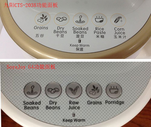 九阳豆浆机CTS-2038-VS-SoyaJoy-G4豆浆机功能比较
