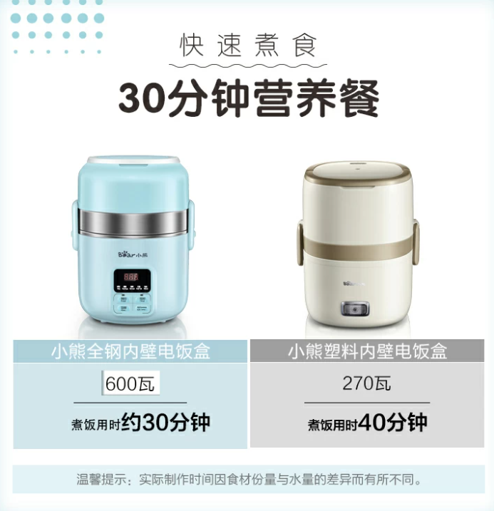 Bear小熊蓝色智能电蒸煮饭盒