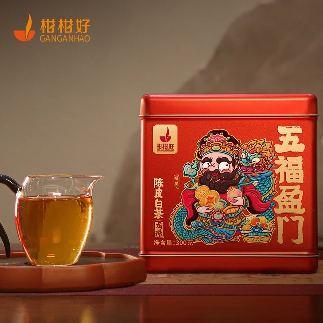 【中国直邮,时效10-15天】柑柑好 新会陈皮白茶寿眉五福盈门陈皮白茶龙珠300克