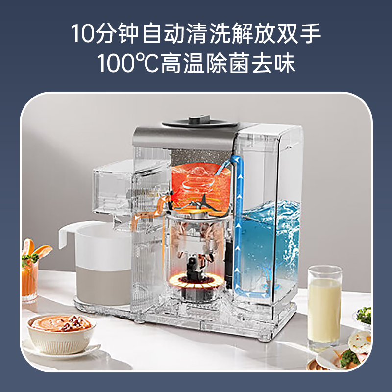 Joydeem免手洗豆浆机自动清洗功能