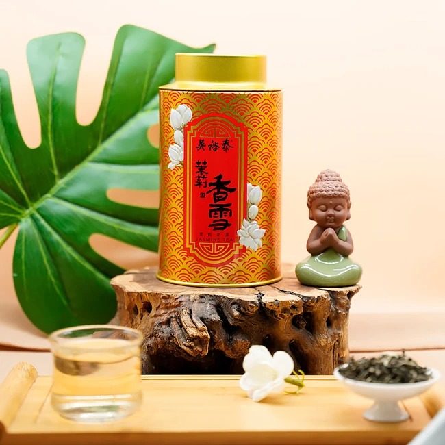 【中国直邮,时效10-15天】吴裕泰 七窨浓香中华老字号香雪茉莉花茶80g 中国茶茶叶礼盒