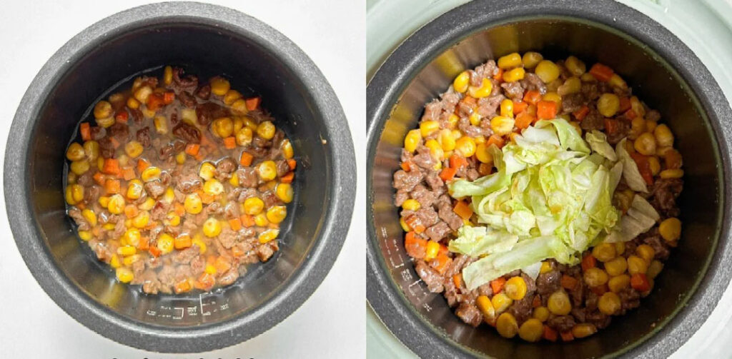 包菜牛肉焖饭
