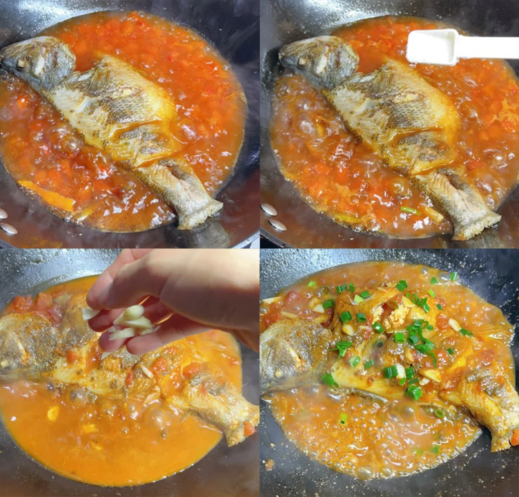 番茄焖鲈鱼