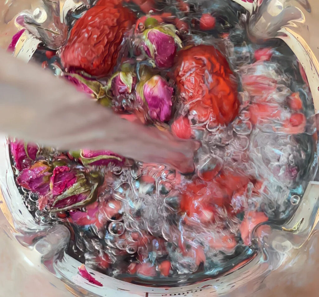 红豆玫瑰豆浆